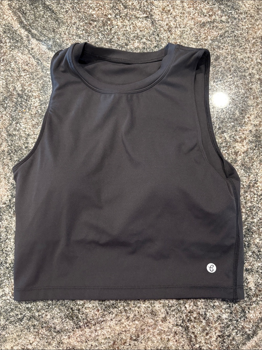 Crop Athletic Tank Top in Black